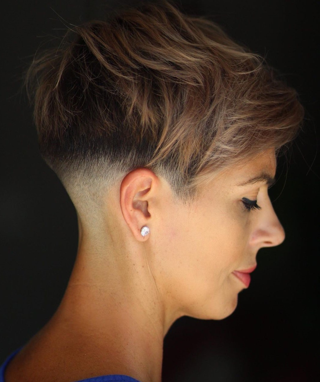 Half-Shaved Pixie with Wavy Top