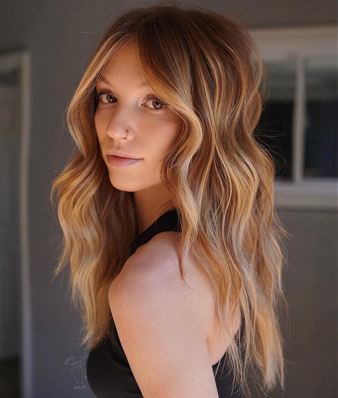 Long Caramel Blonde Shag for Thin Hair