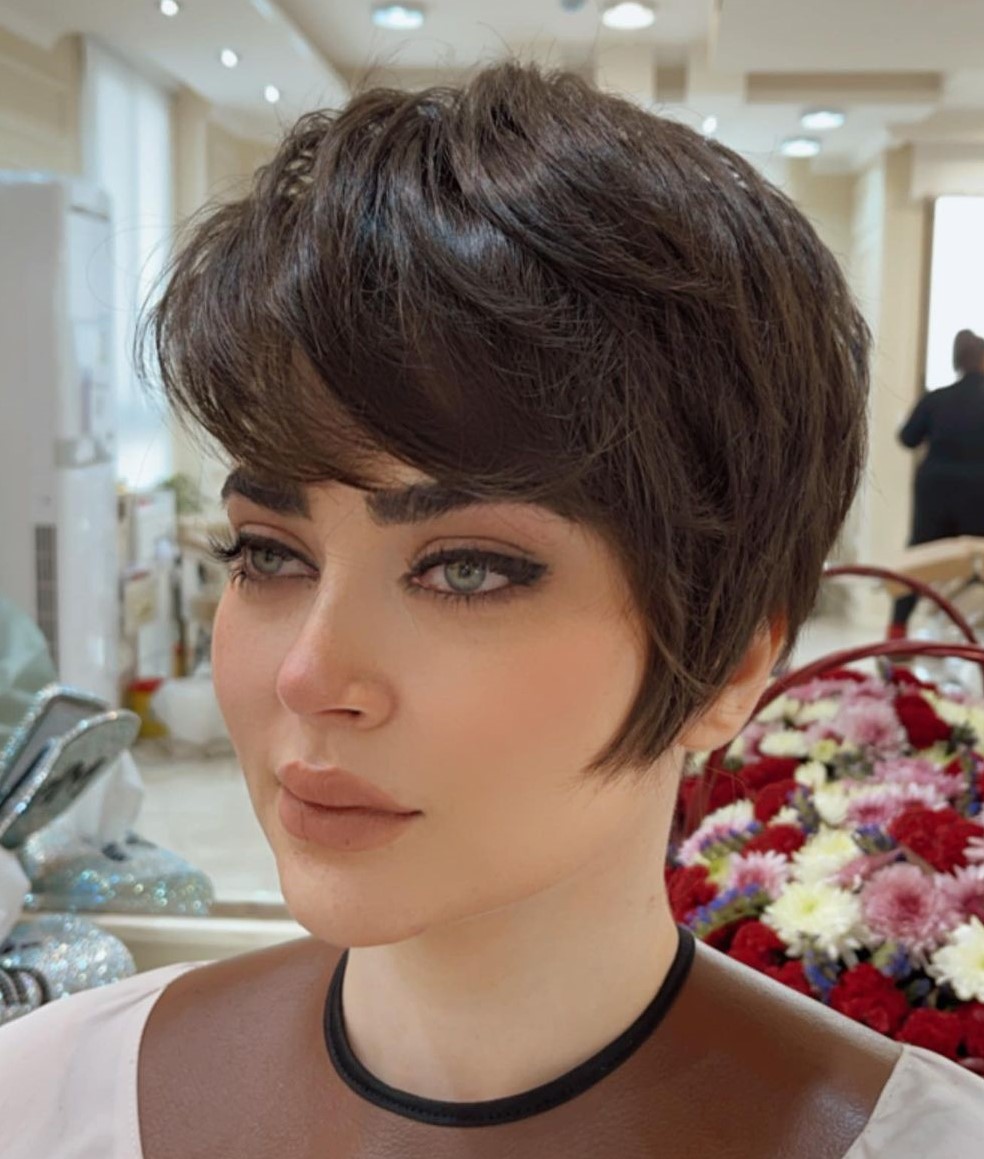 Cute Layered Pixie with Side Pieces