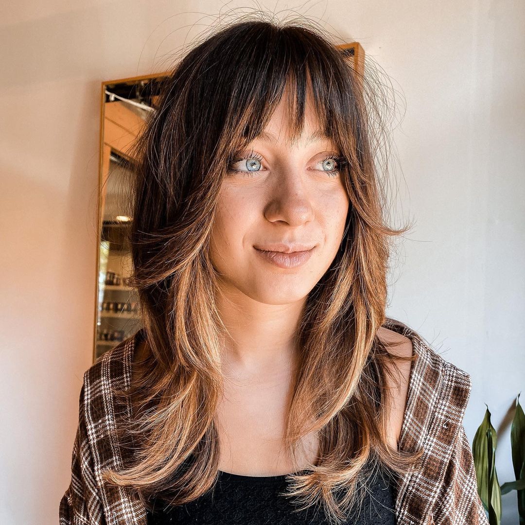 Feathered Face-Framing Layers and Bangs