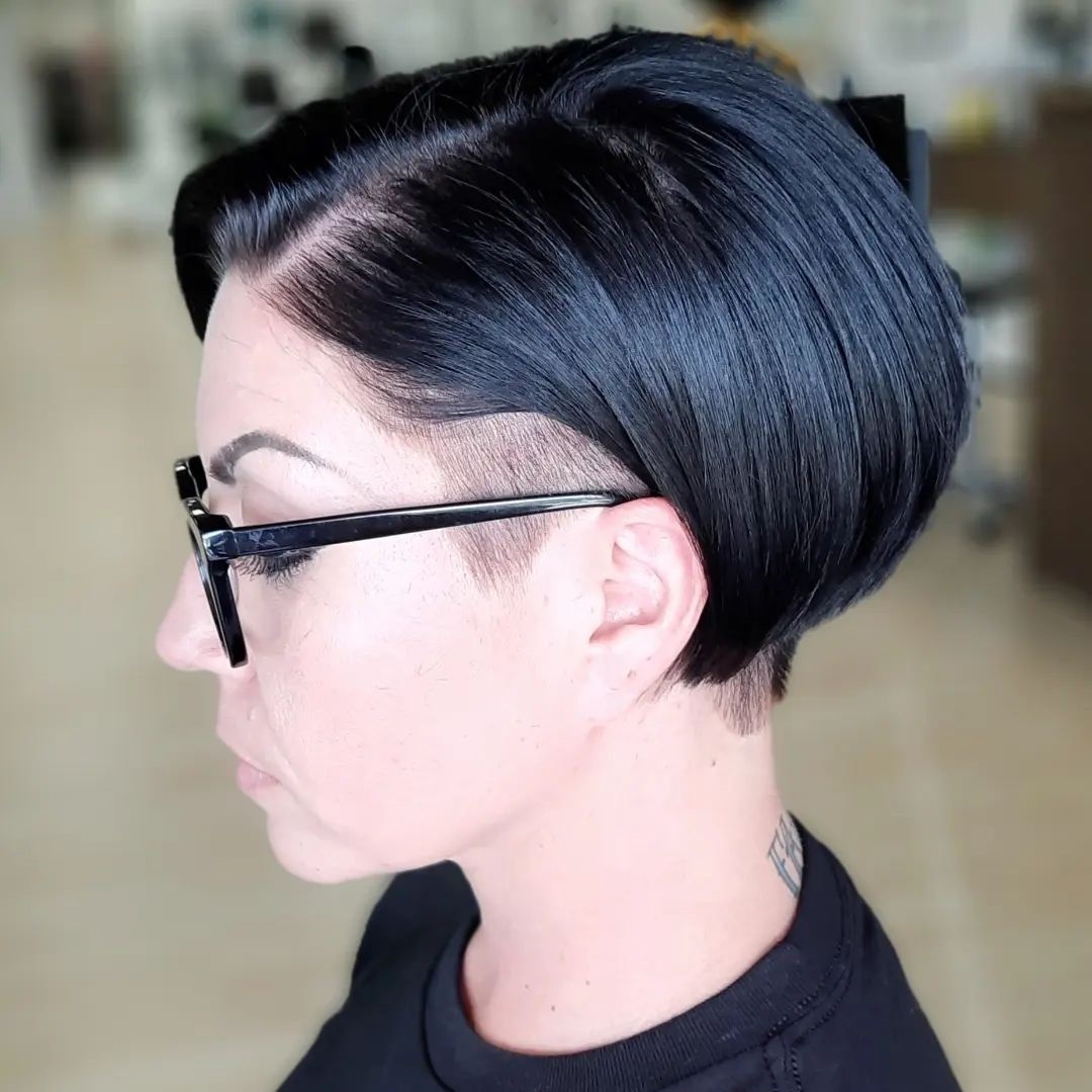 Sleek Short Black Undercut Bob