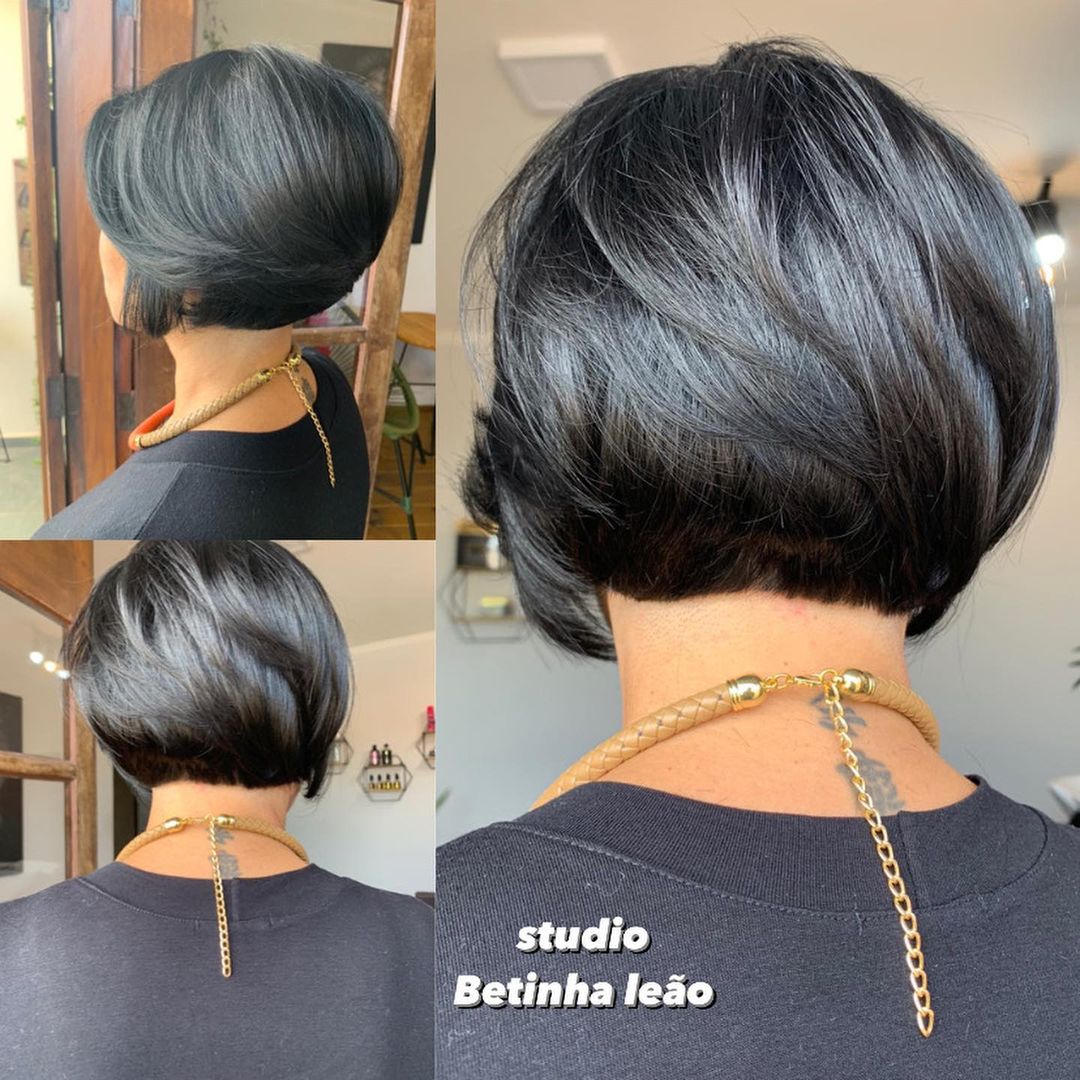 Thick Layered Bob with Blunt Nape