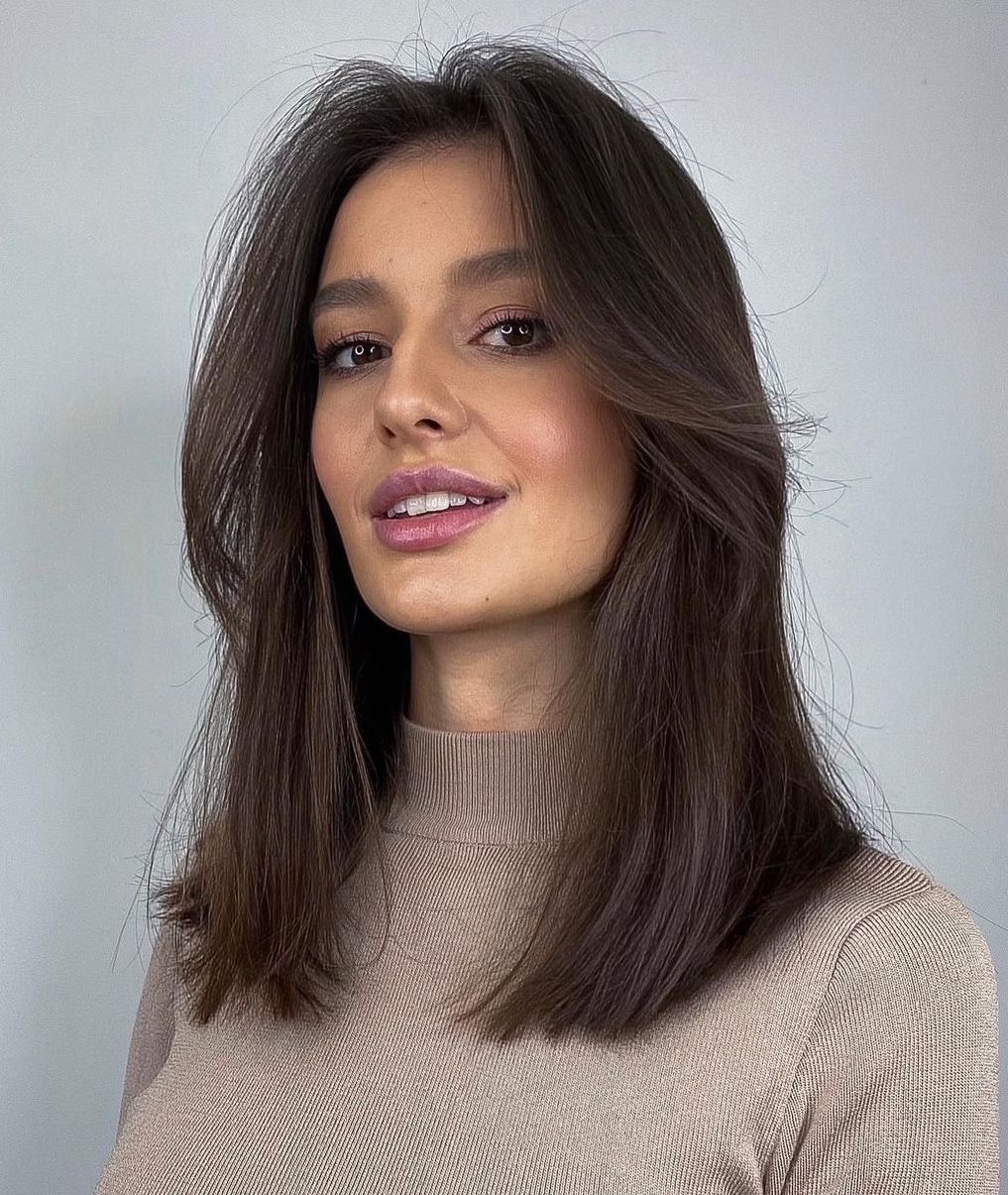 Midi Hair with Chin-Length Bangs