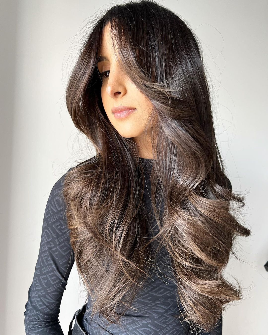 Waist-Length Waves with Face-Framing Layers